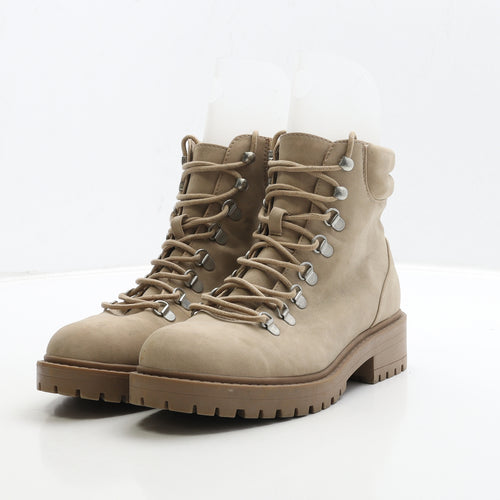 Primark Womens Beige Suede Combat Boot UK 6 39