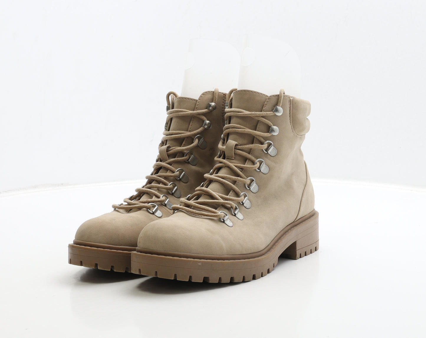 Primark Womens Beige Suede Combat Boot UK 6 39