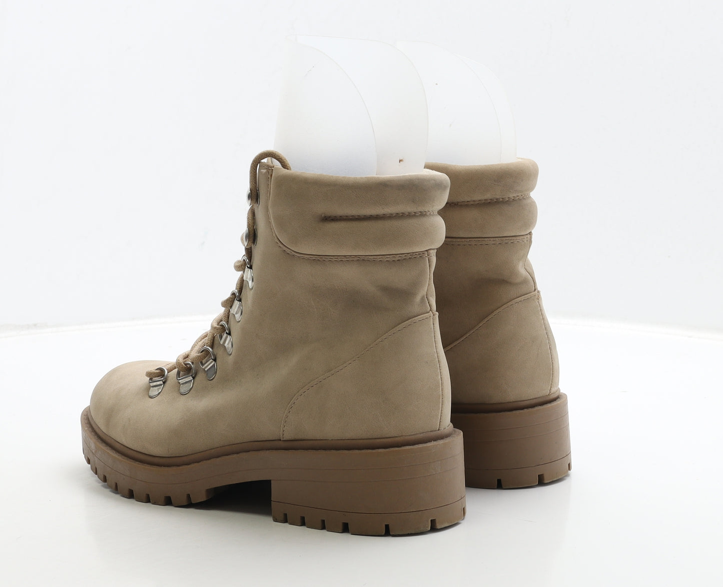 Primark Womens Beige Suede Combat Boot UK 6 39