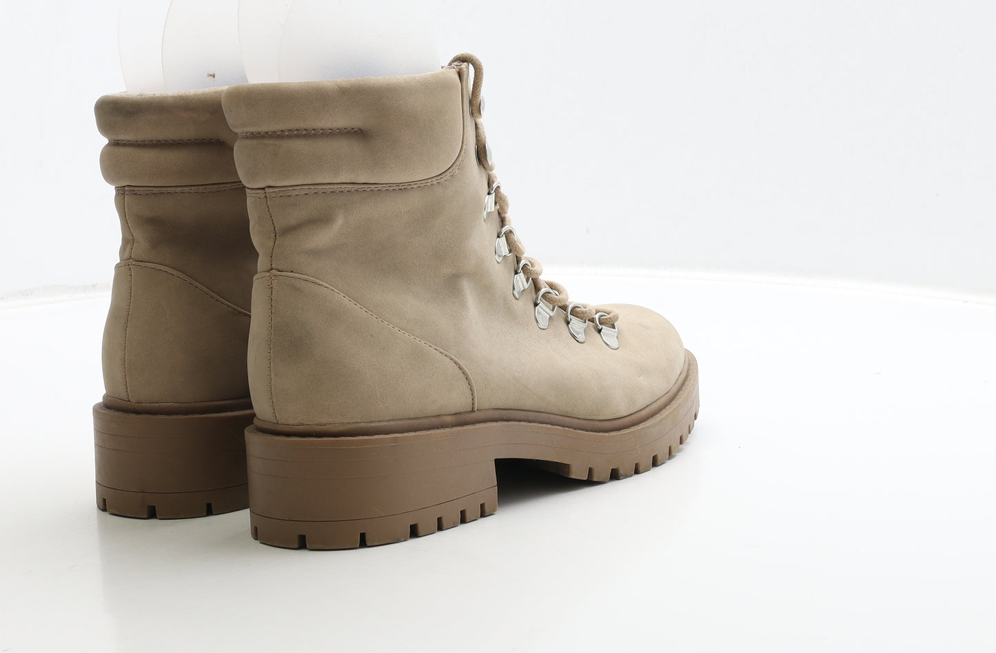 Primark Womens Beige Suede Combat Boot UK 6 39