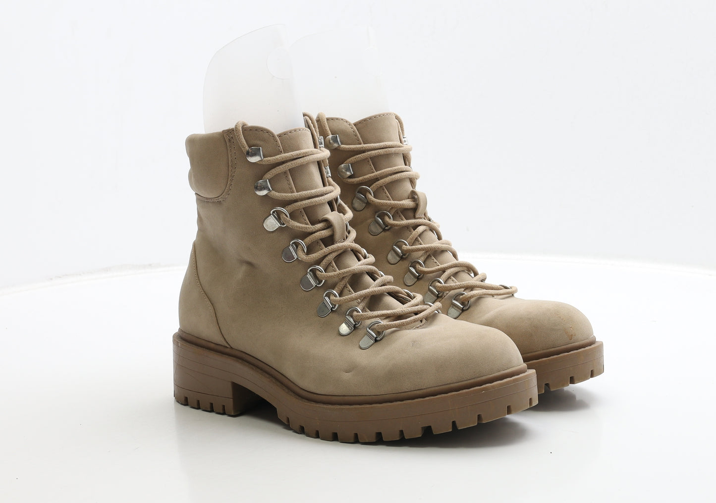 Primark Womens Beige Suede Combat Boot UK 6 39