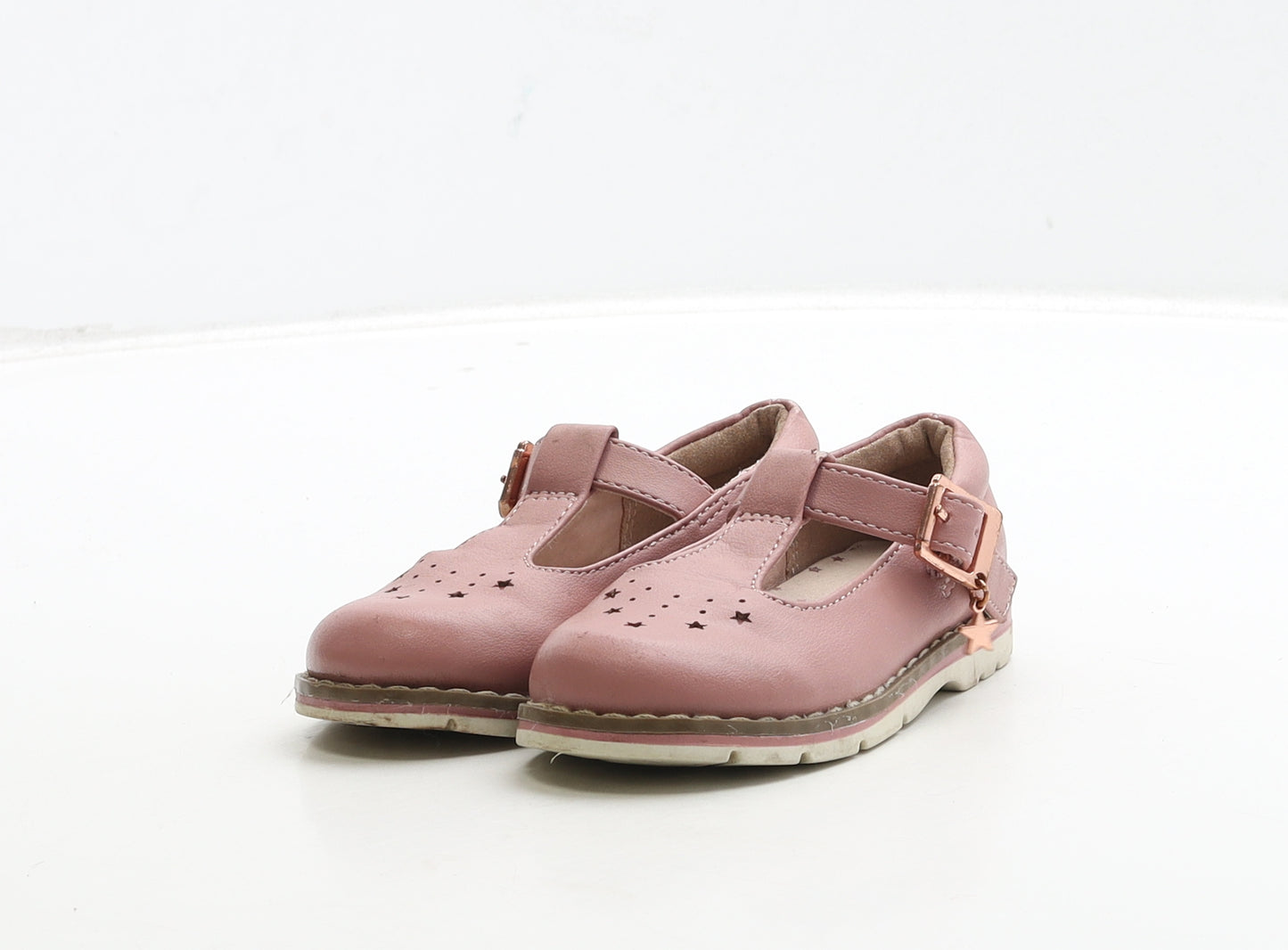 NEXT Girls Pink Leather Mary Jane Flat UK 5 22 - Star Detail