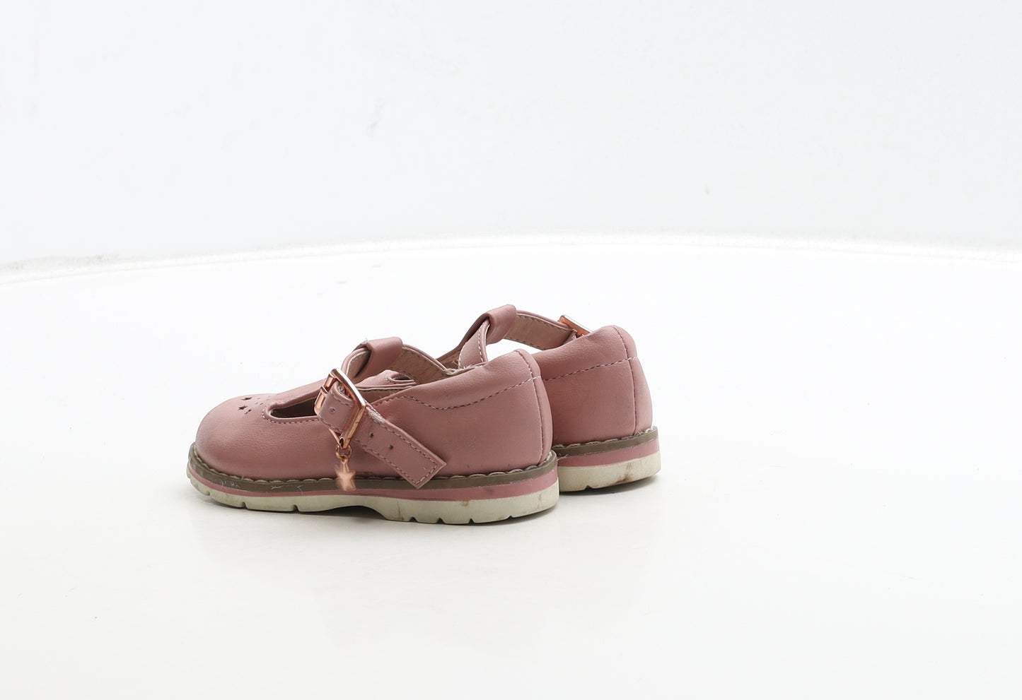 NEXT Girls Pink Leather Mary Jane Flat UK 5 22 - Star Detail