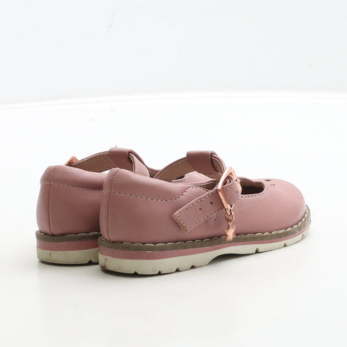 NEXT Girls Pink Leather Mary Jane Flat UK 5 22 - Star Detail