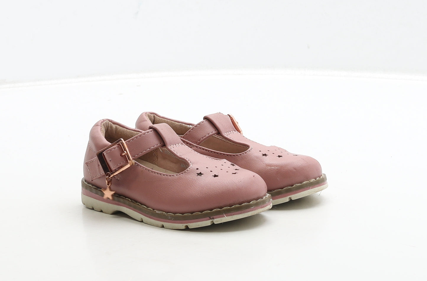 NEXT Girls Pink Leather Mary Jane Flat UK 5 22 - Star Detail