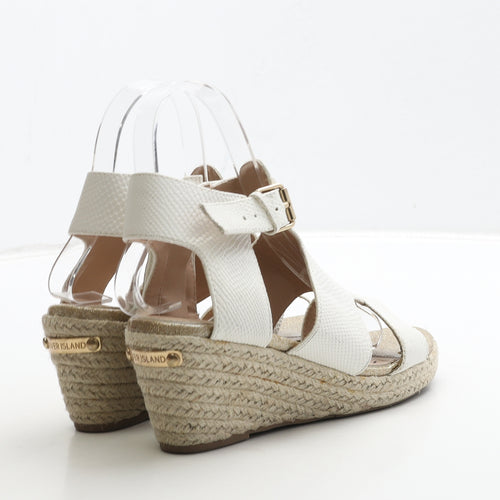 River Island Girls White Leather Espadrille Heel UK 2