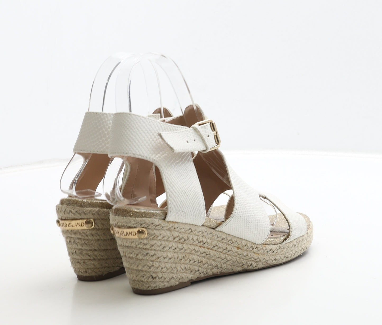 River Island Girls White Leather Espadrille Heel UK 2