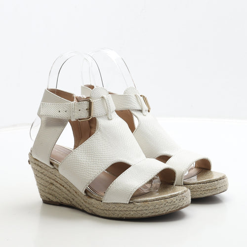 River Island Girls White Leather Espadrille Heel UK 2
