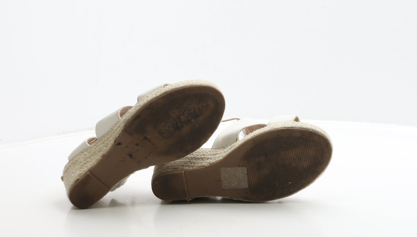River Island Girls White Leather Espadrille Heel UK 2