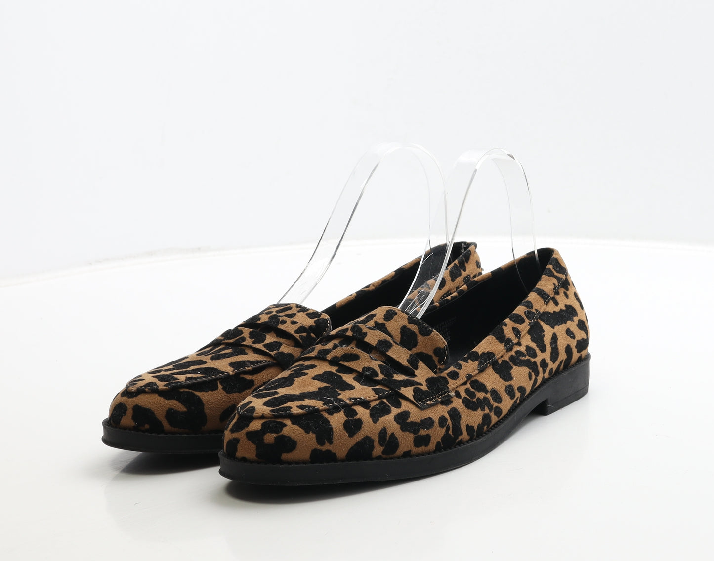 Peacocks Womens Brown Animal Print Suede Loafer Flat UK 7 40