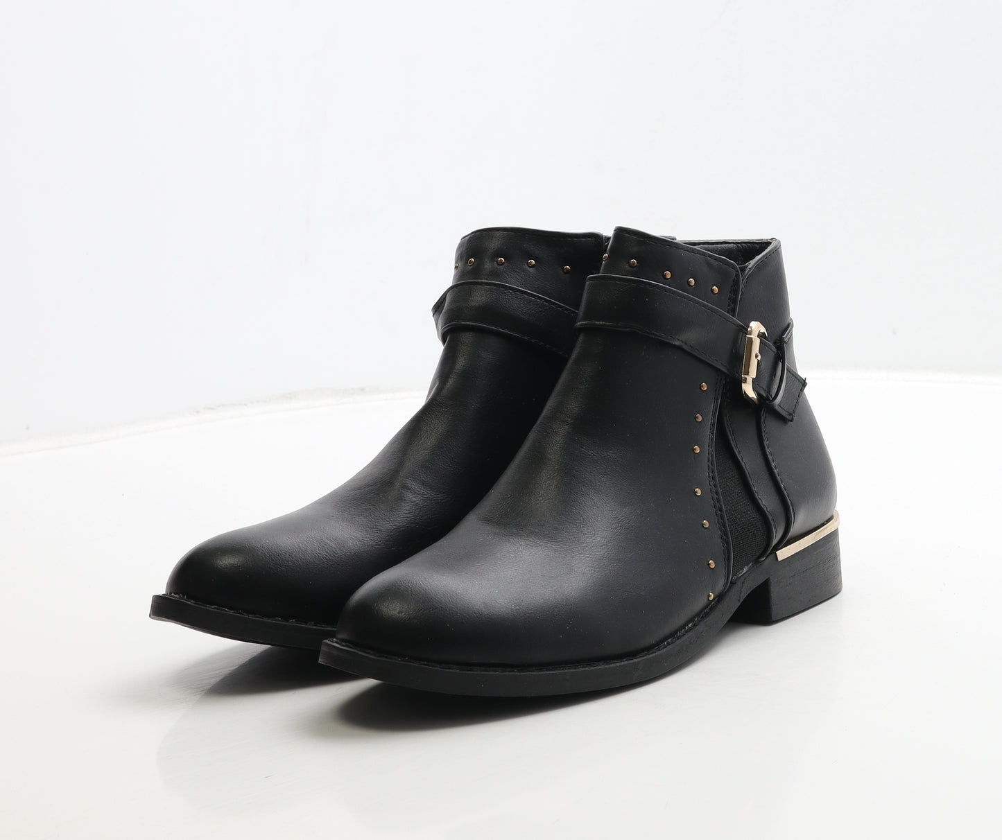 Topway Womens Black Leather Bootie Boot UK 4 37