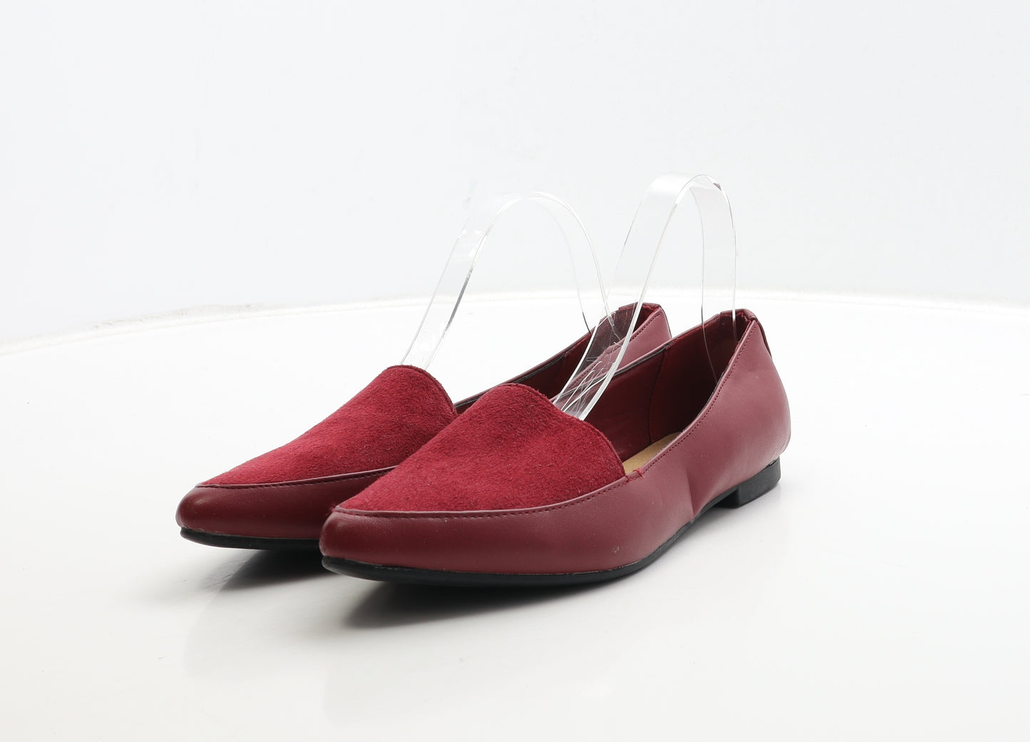 Preworn Womens Red Leather Flat UK 6.5 40