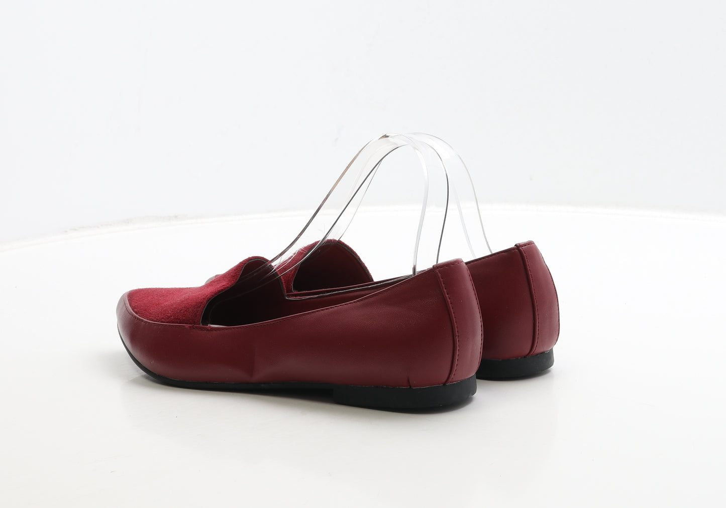 Preworn Womens Red Leather Flat UK 6.5 40