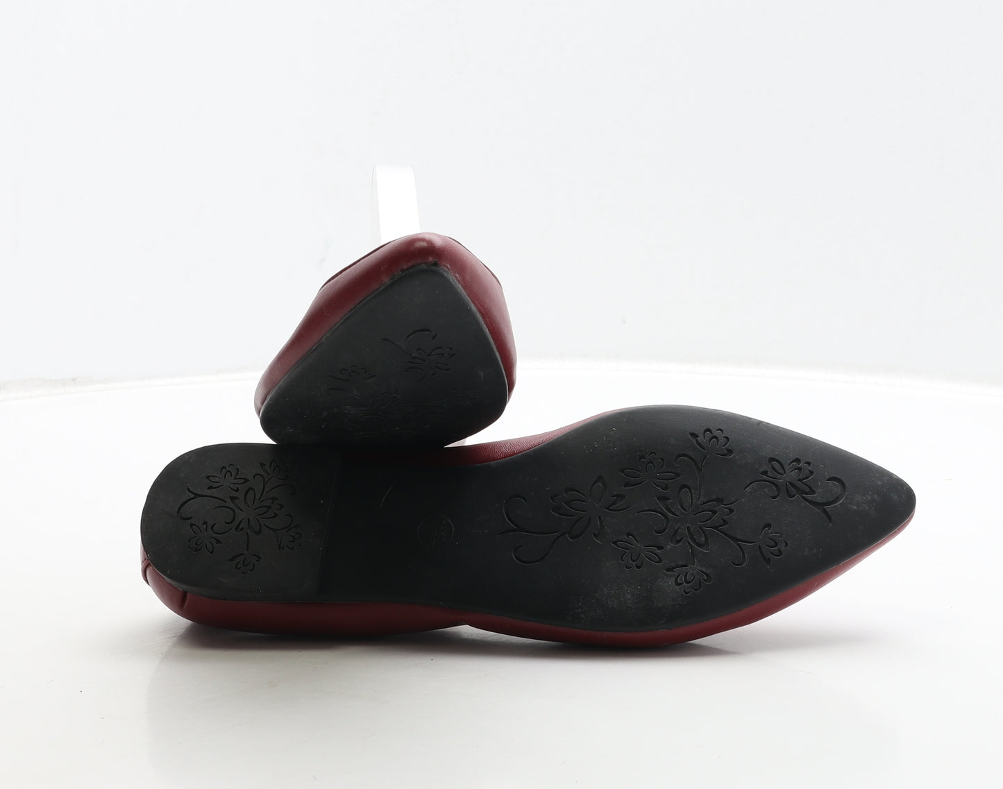 Preworn Womens Red Leather Flat UK 6.5 40