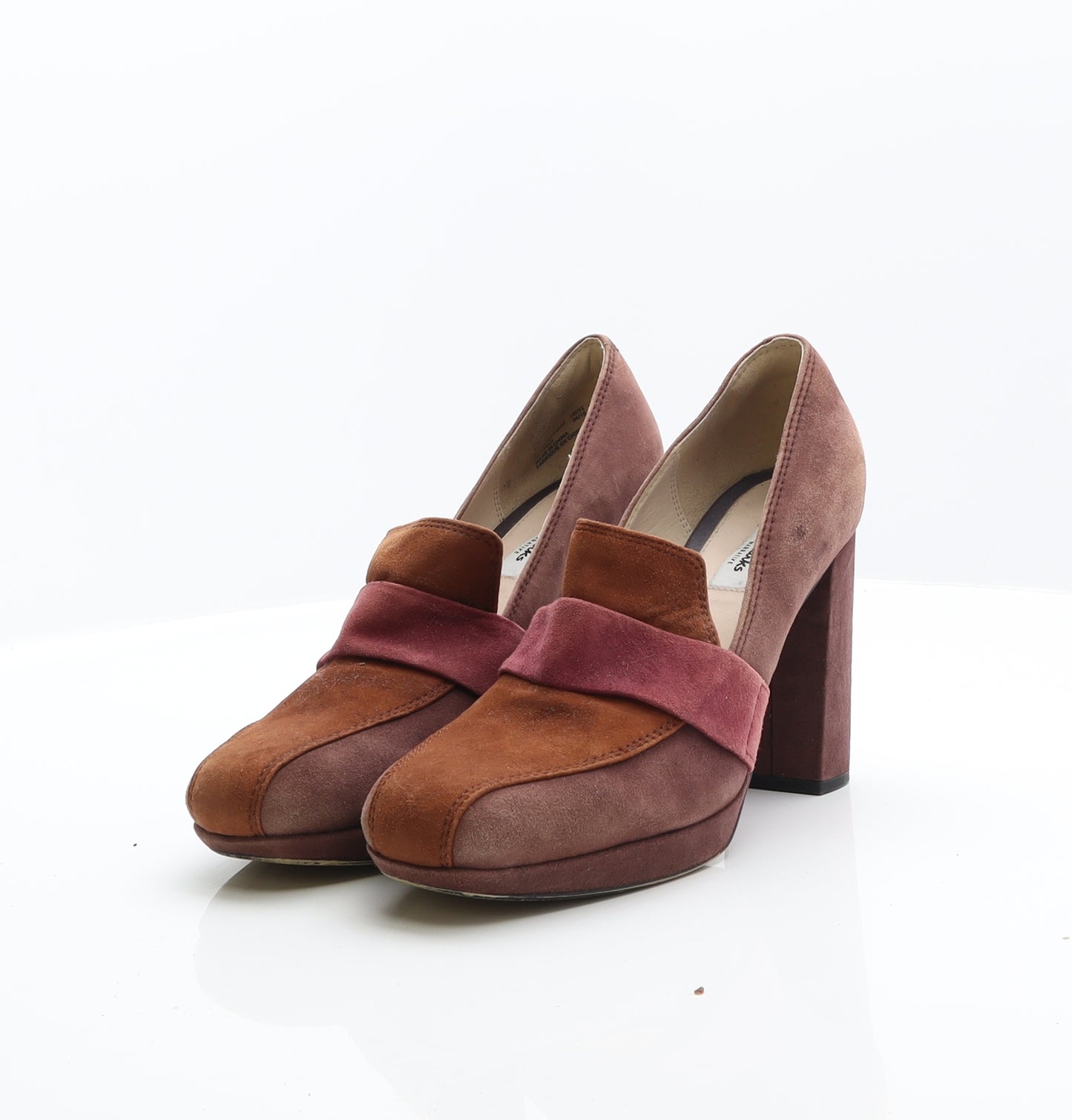Clarks Womens Brown Colourblock Suede Platform Heel UK 8 US 10.5