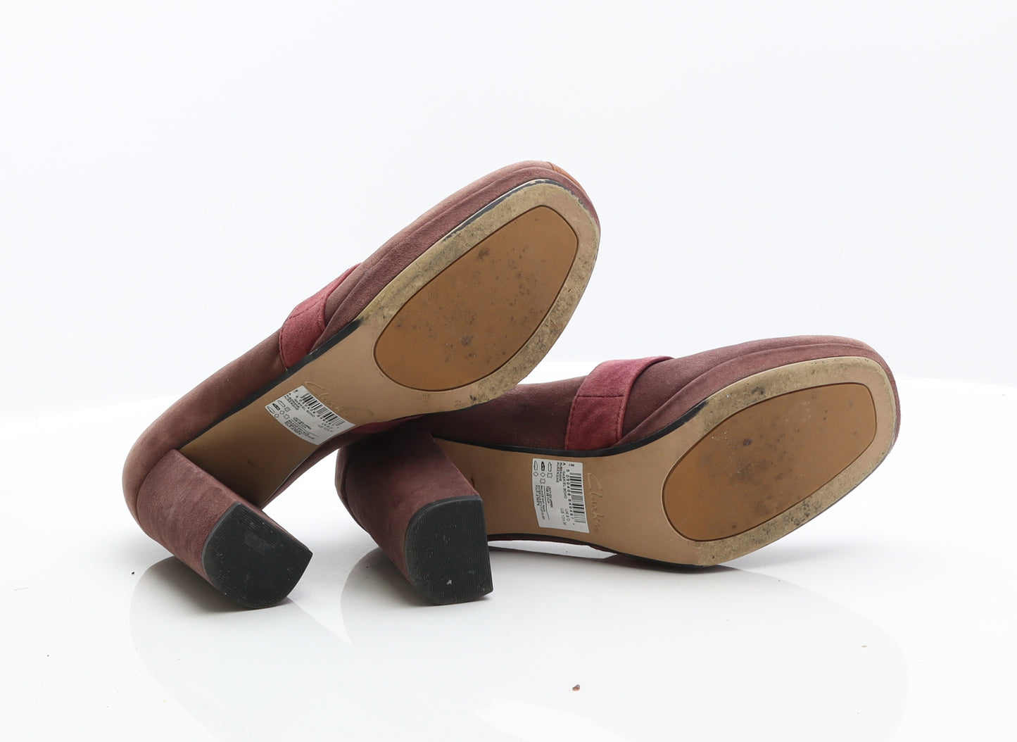 Clarks Womens Brown Colourblock Suede Platform Heel UK 8 US 10.5