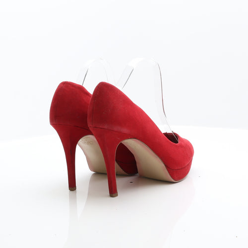 New Look Womens Red Suede Court Heel UK 8 42