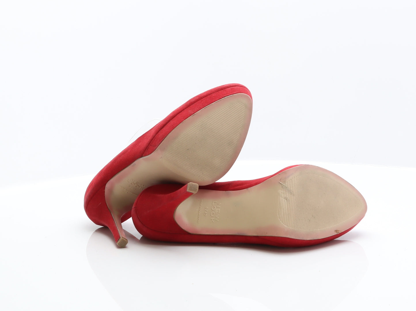 New Look Womens Red Suede Court Heel UK 8 42