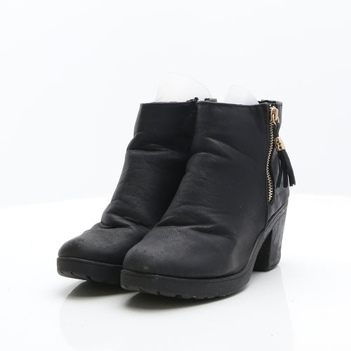 Preworn Womens Black Leather Chelsea Boot UK 4