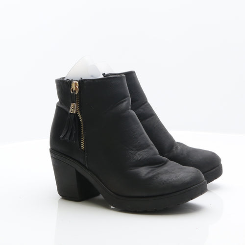 Preworn Womens Black Leather Chelsea Boot UK 4