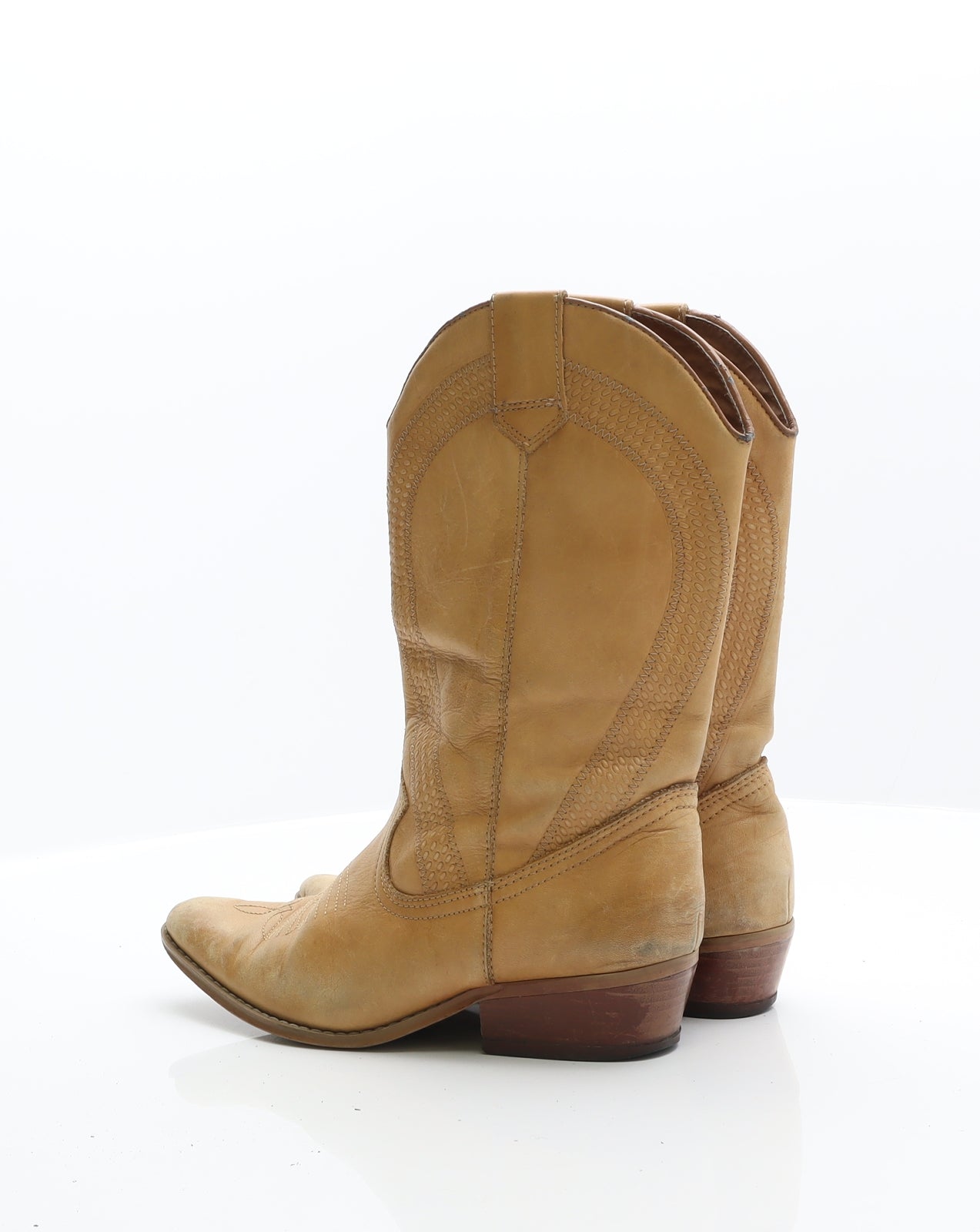 New Look Womens Brown Leather Cowboy Boot UK 4 37