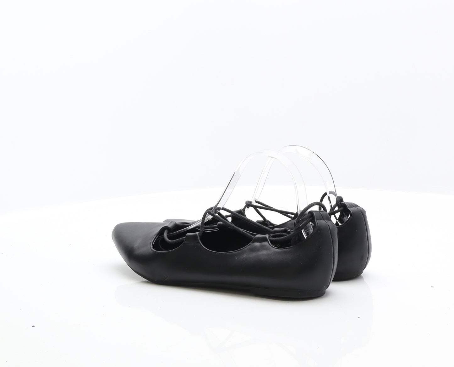 Graceland Womens Black Leather Ballet Flat UK 8