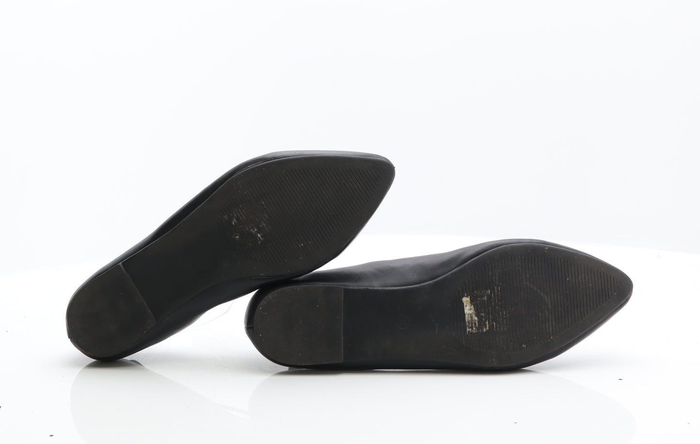 Graceland Womens Black Leather Ballet Flat UK 8