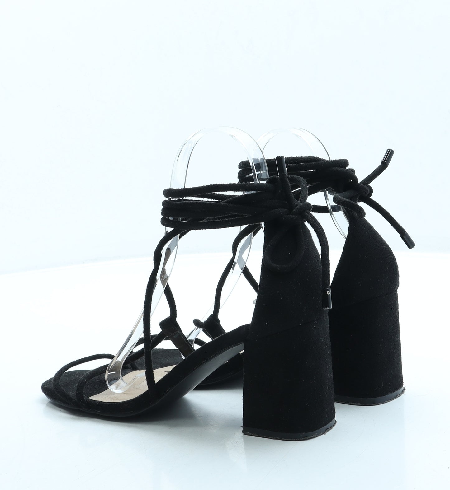 PRETTYLITTLETHING Womens Black Suede Strappy Heel UK 4 37