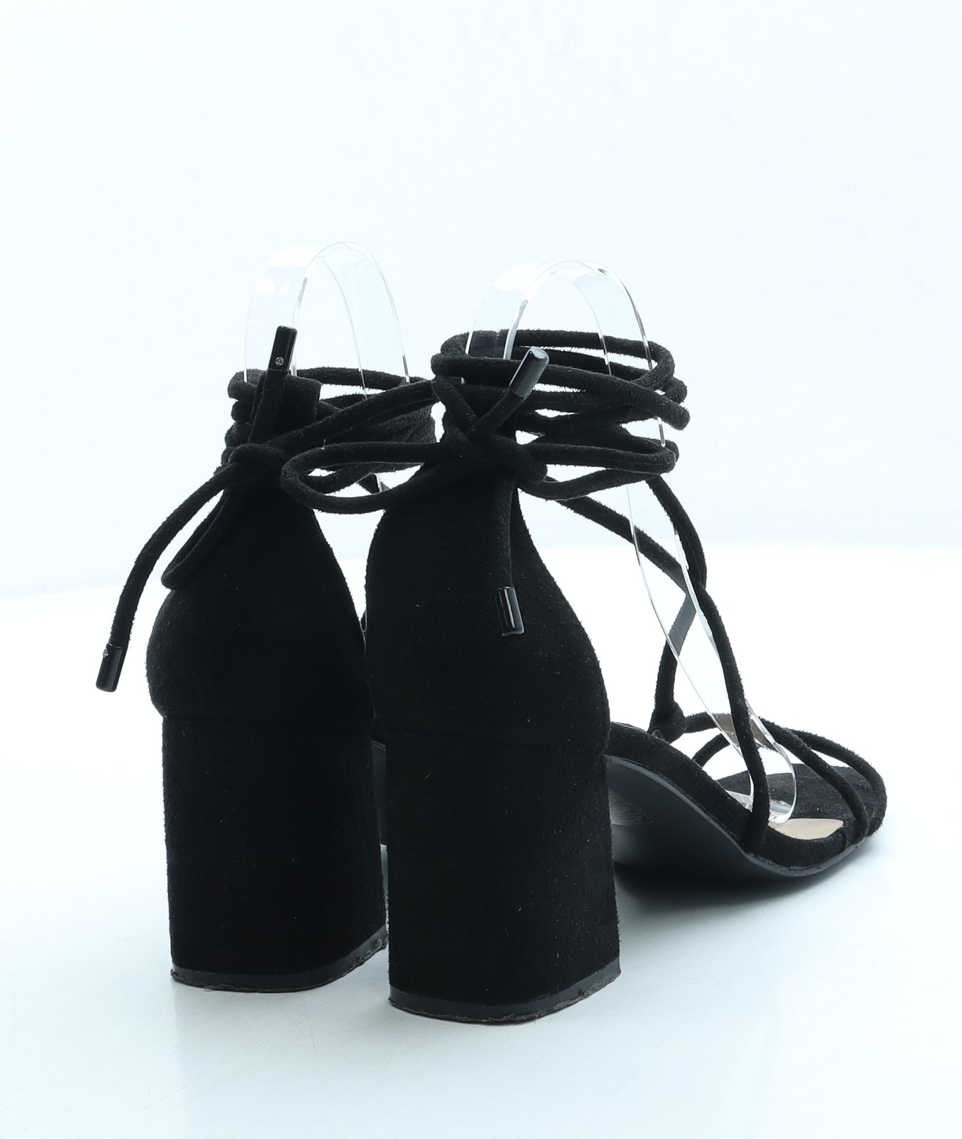 PRETTYLITTLETHING Womens Black Suede Strappy Heel UK 4 37