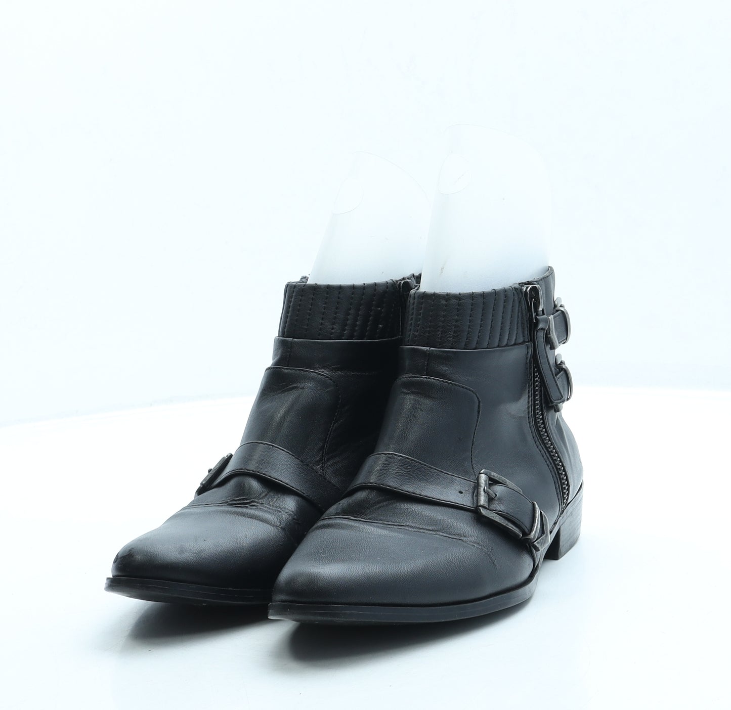 Marks and Spencer Womens Black Leather Biker Boot UK 5