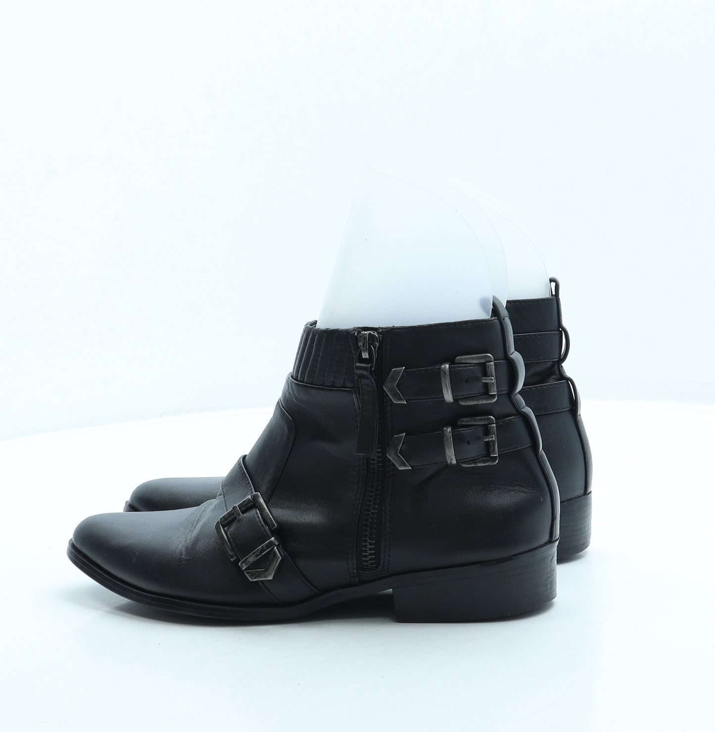 Marks and Spencer Womens Black Leather Biker Boot UK 5