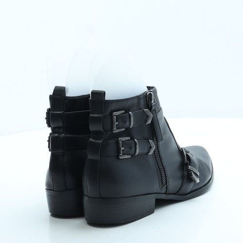 Marks and Spencer Womens Black Leather Biker Boot UK 5
