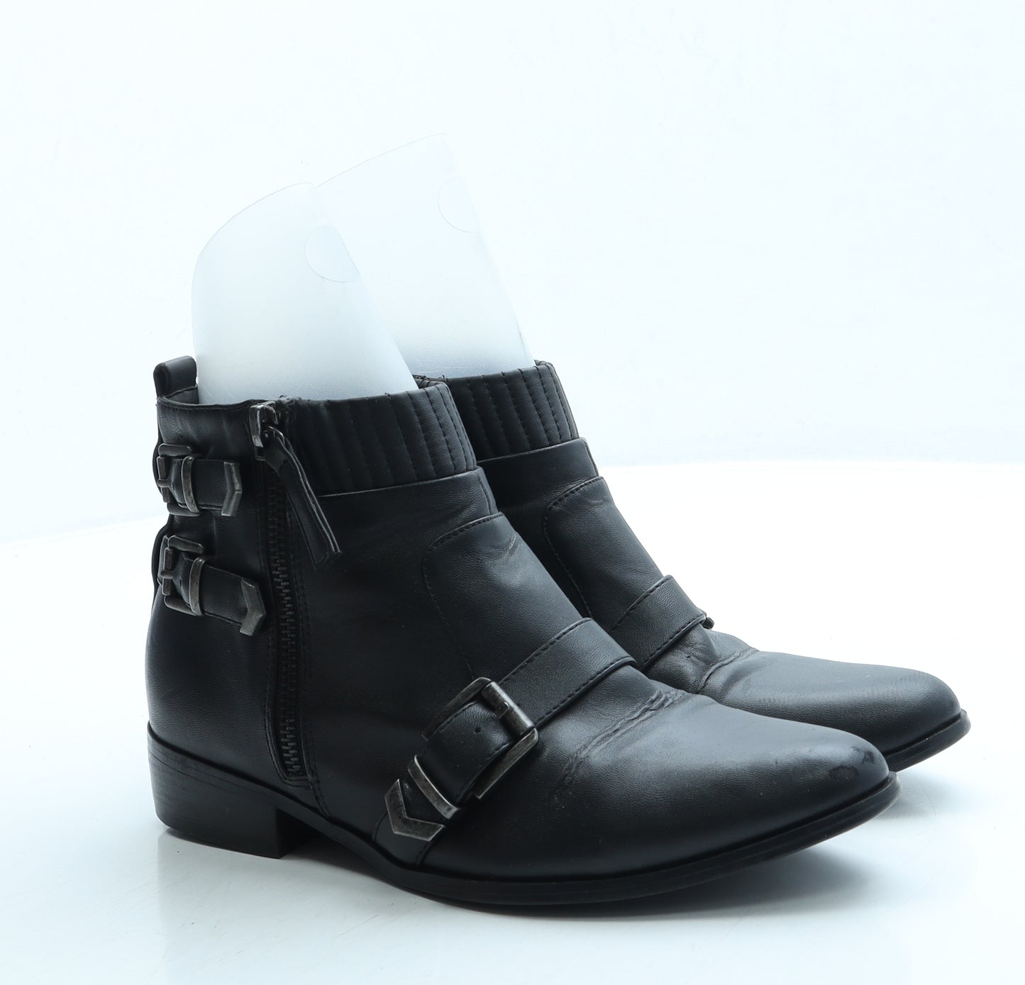 Marks and Spencer Womens Black Leather Biker Boot UK 5