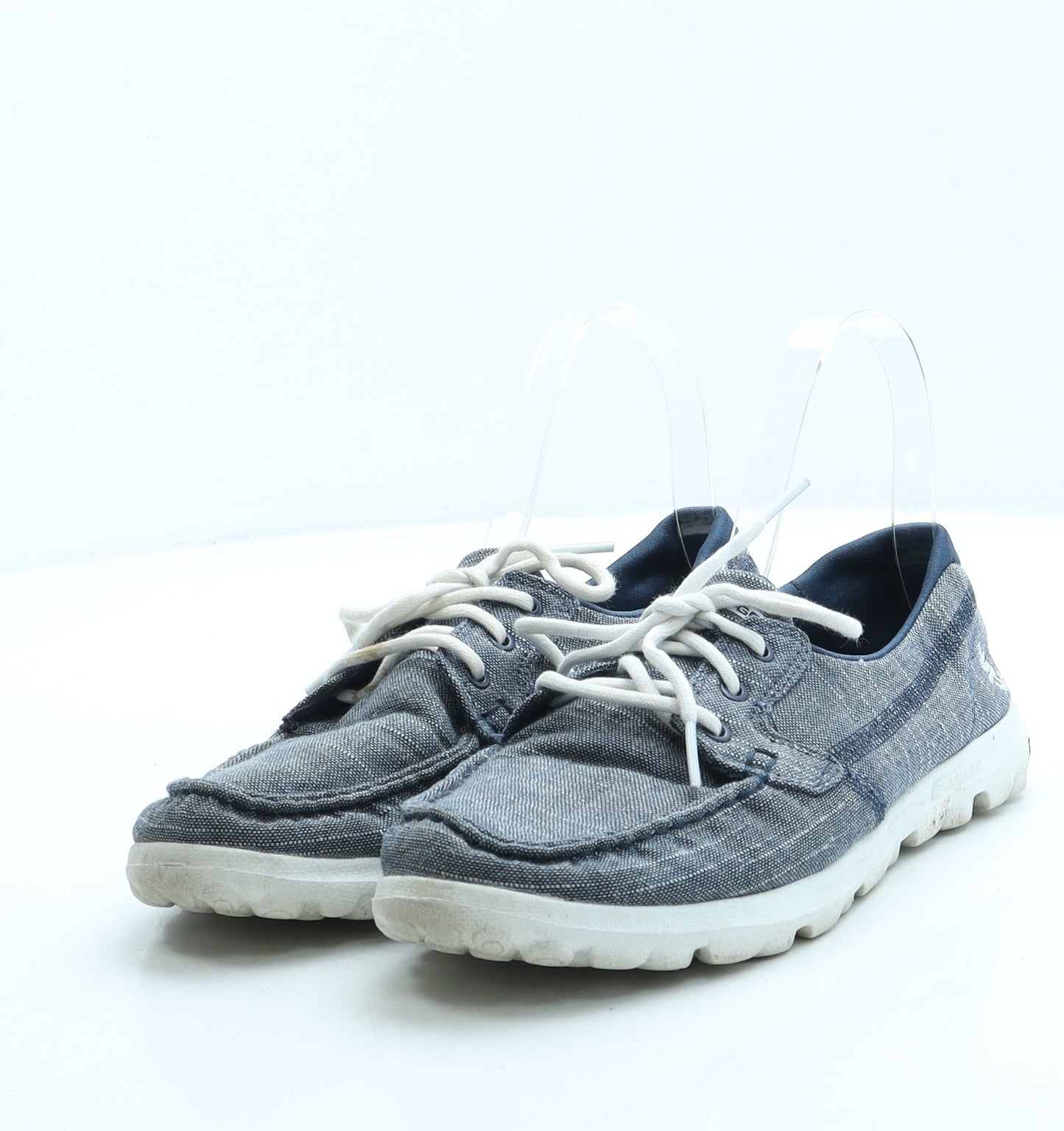 Skechers Womens Blue Polyester Boat Shoe Flat UK 5 38
