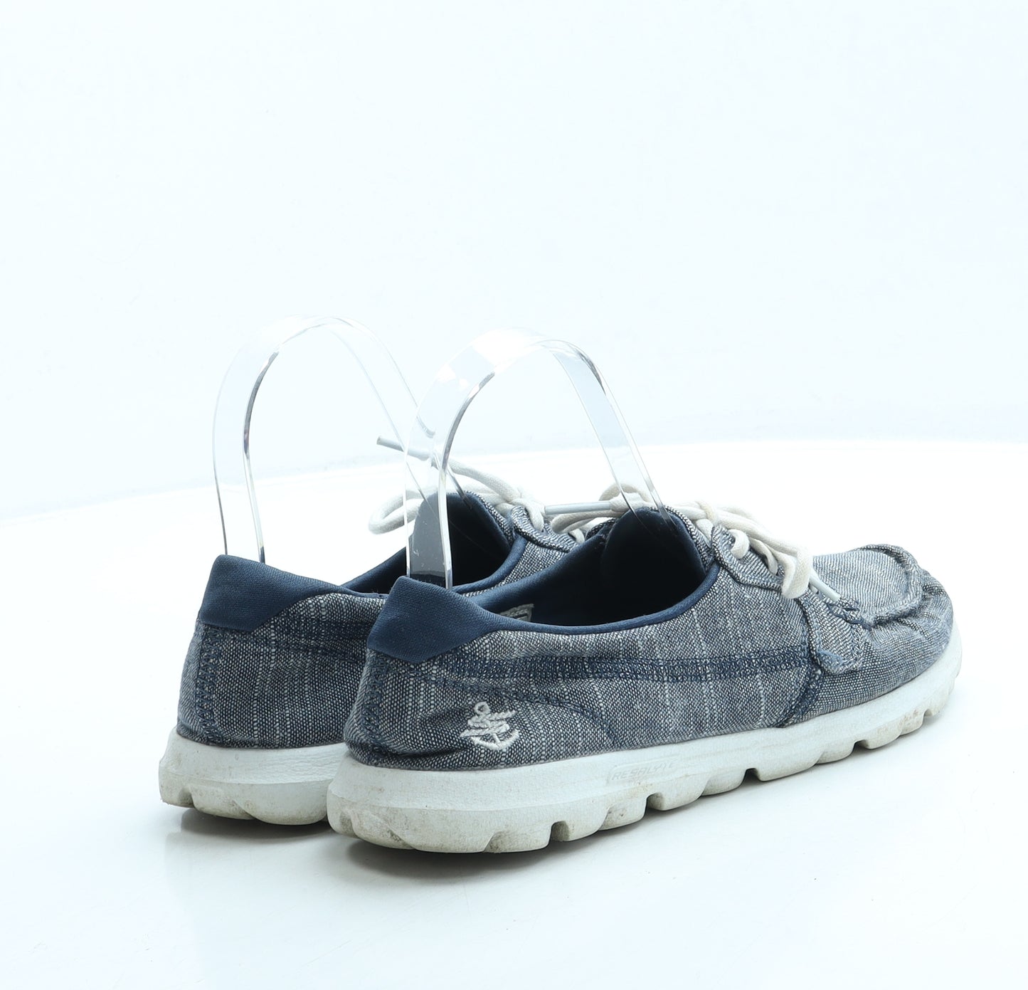 Skechers Womens Blue Polyester Boat Shoe Flat UK 5 38
