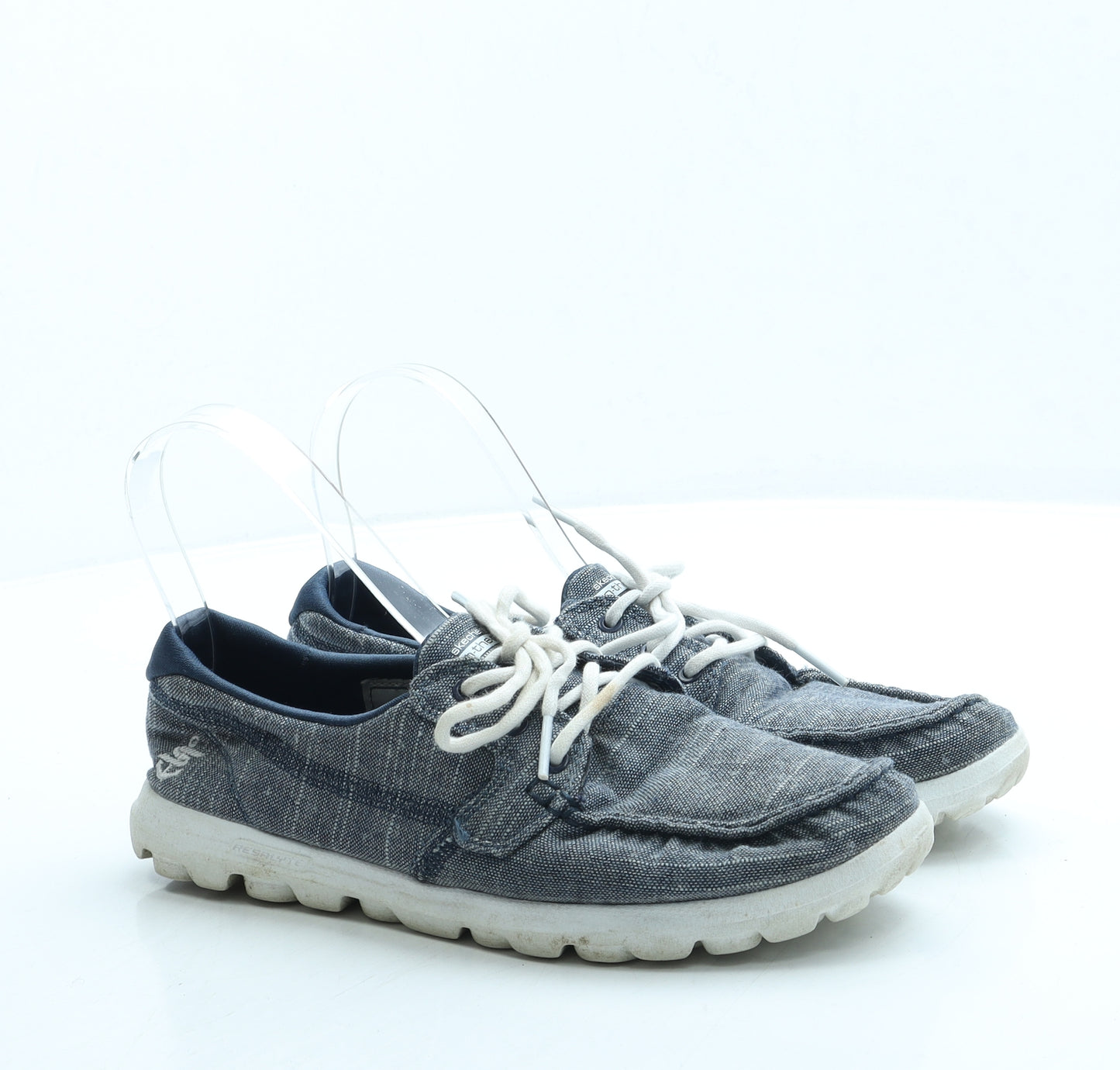 Skechers Womens Blue Polyester Boat Shoe Flat UK 5 38
