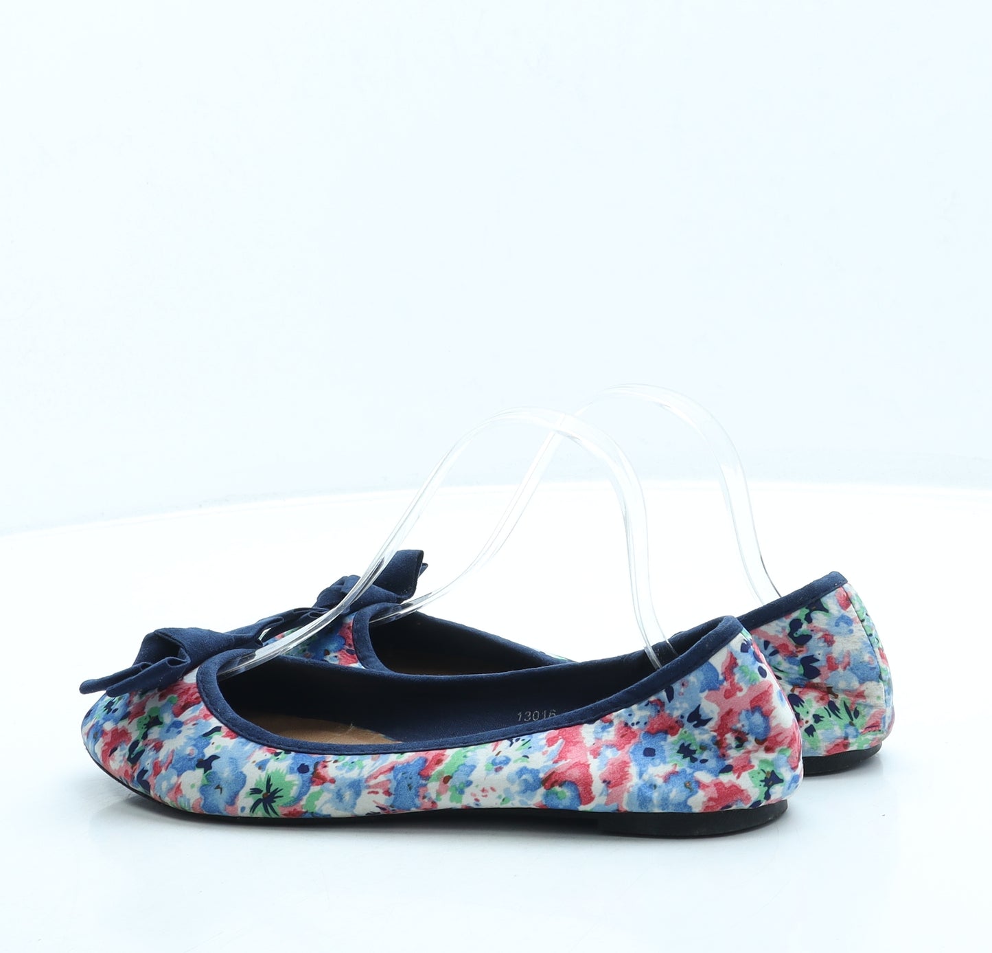 Lilley Womens Blue Floral Polyester Ballet Flat UK 6