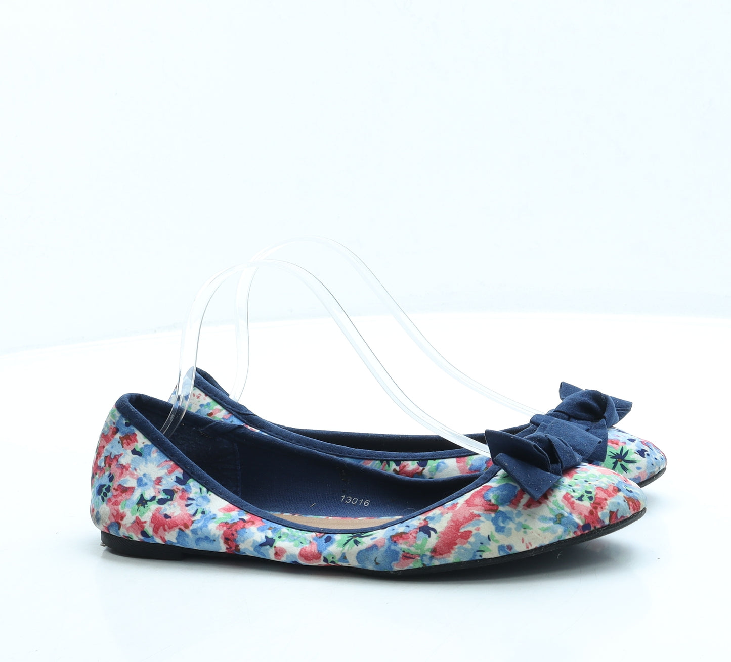 Lilley Womens Blue Floral Polyester Ballet Flat UK 6