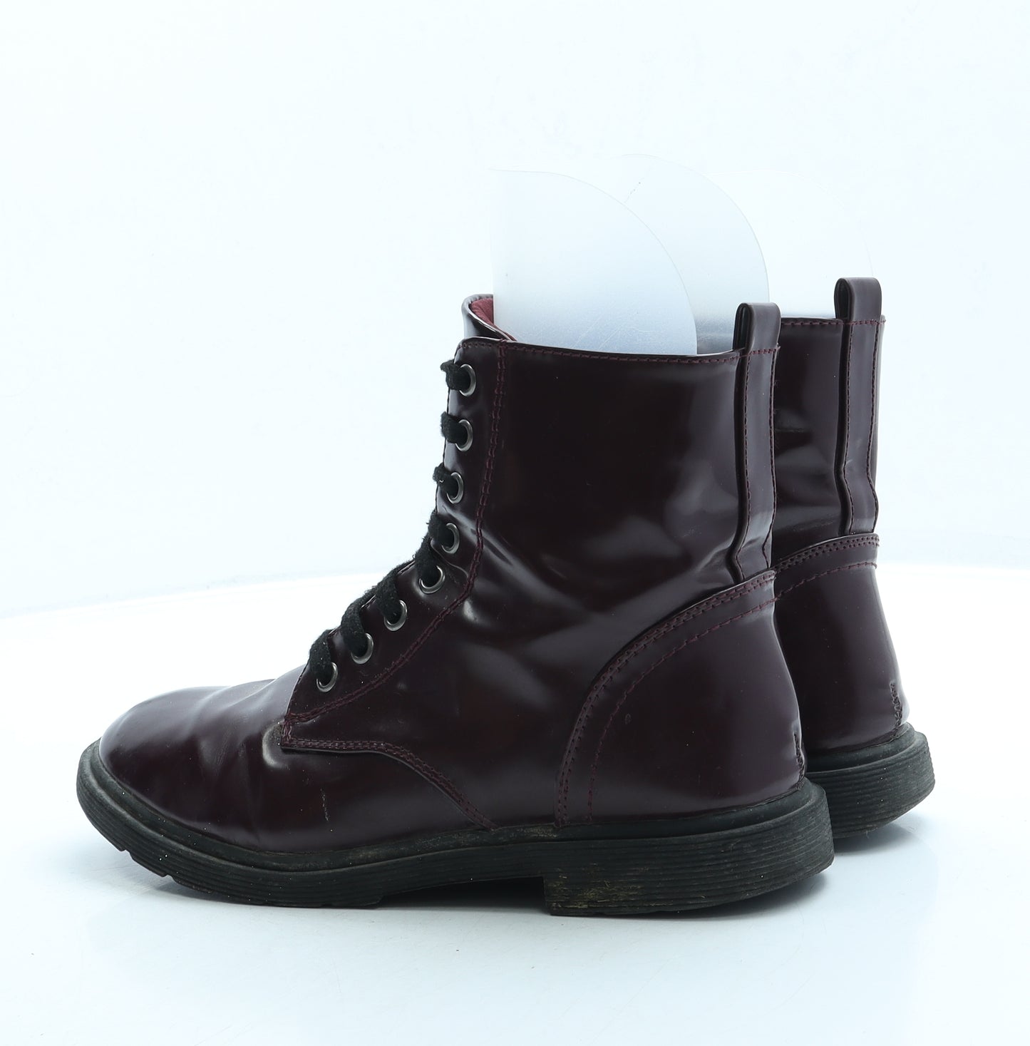 Primark Womens Purple Leather Combat Boot UK 6 39
