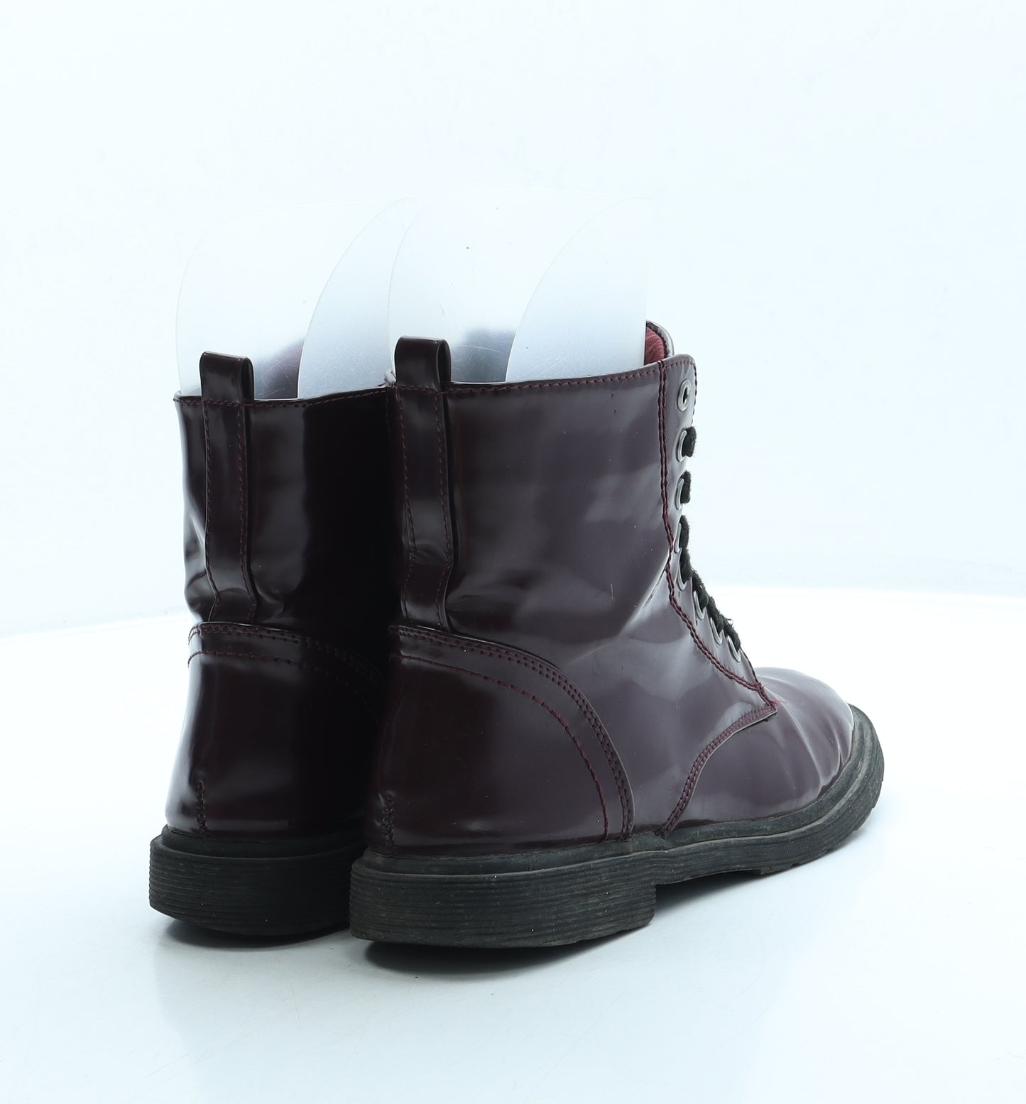 Primark Womens Purple Leather Combat Boot UK 6 39