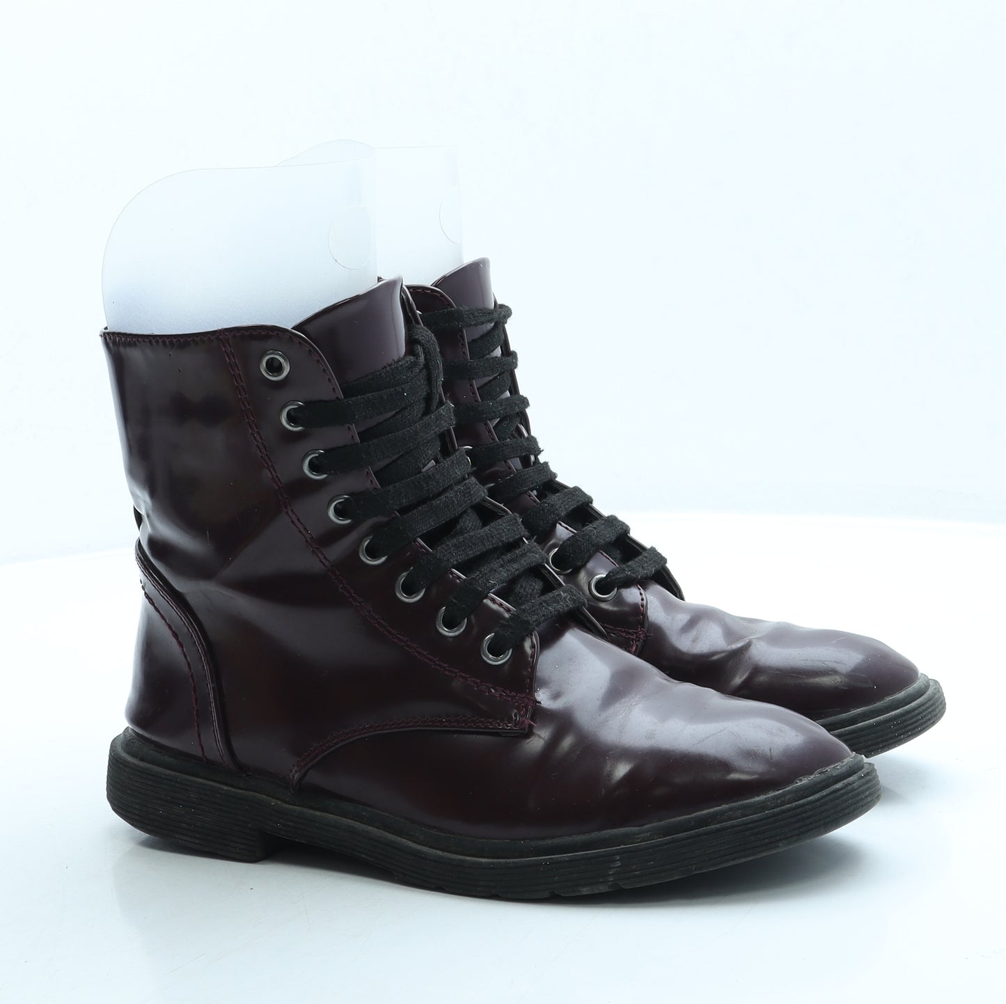 Primark Womens Purple Leather Combat Boot UK 6 39