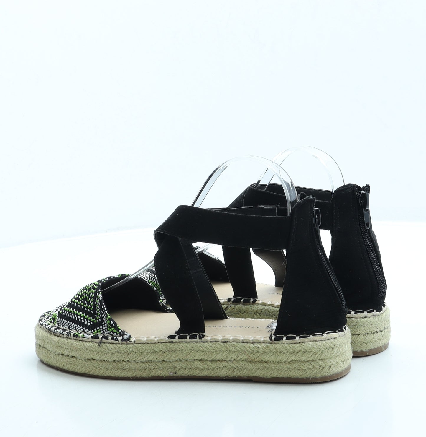 Atmosphere Womens Black Geometric Polyester Espadrille Sandal UK 5 38