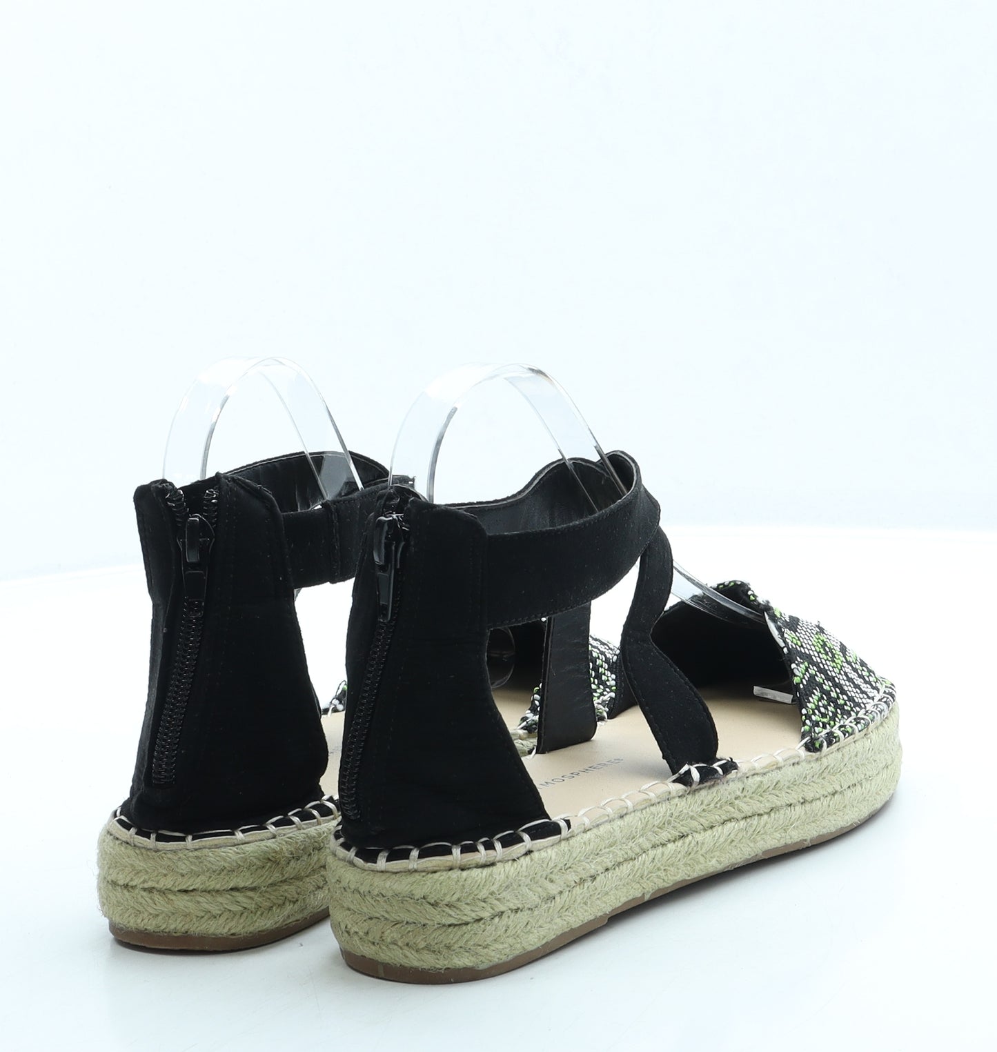 Atmosphere Womens Black Geometric Polyester Espadrille Sandal UK 5 38