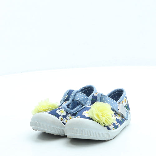 F&F Girls Blue Floral Polyester Flat UK 4 20