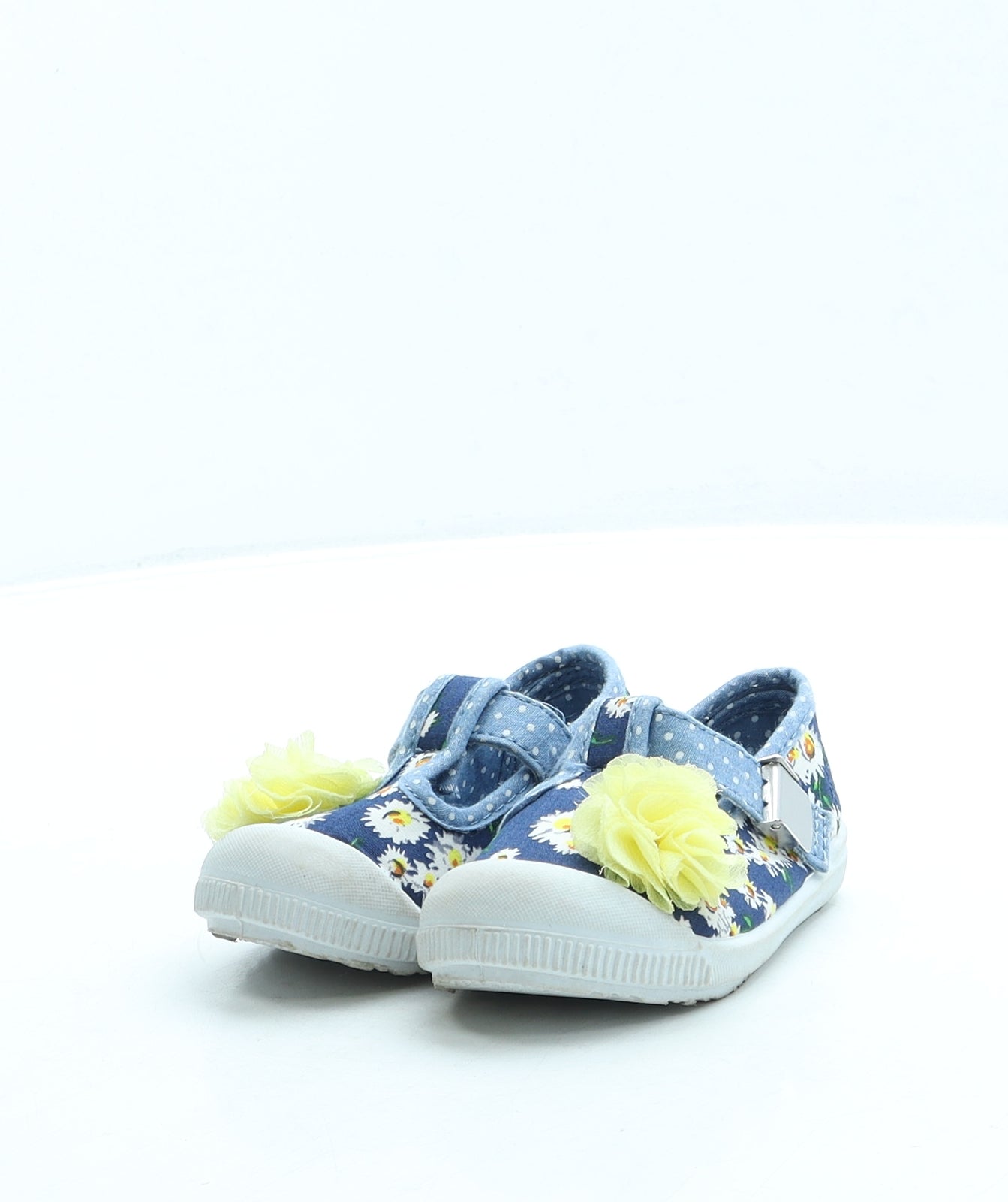 F&F Girls Blue Floral Polyester Flat UK 4 20
