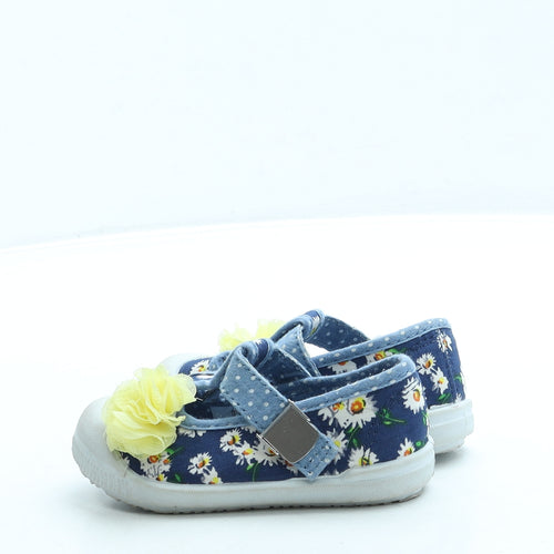 F&F Girls Blue Floral Polyester Flat UK 4 20