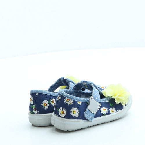 F&F Girls Blue Floral Polyester Flat UK 4 20