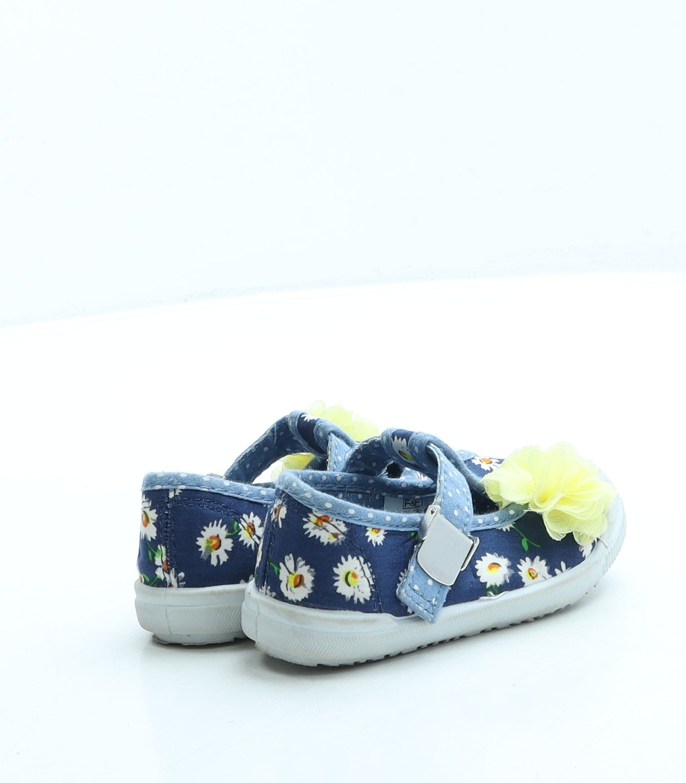 F&F Girls Blue Floral Polyester Flat UK 4 20