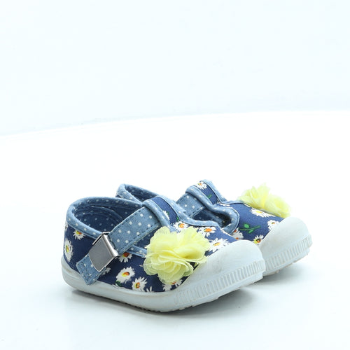 F&F Girls Blue Floral Polyester Flat UK 4 20