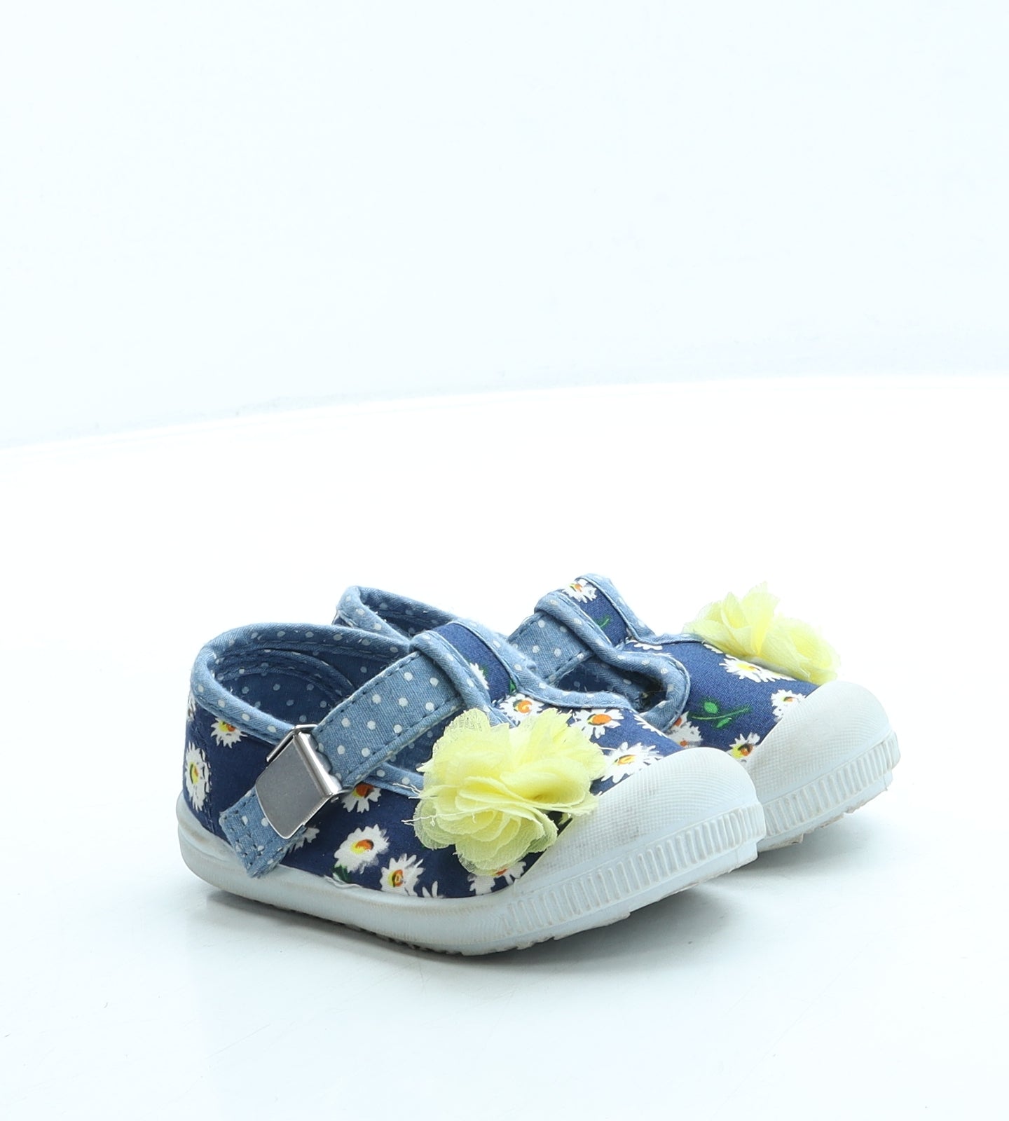 F&F Girls Blue Floral Polyester Flat UK 4 20
